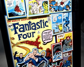 Fantastic Four #4 Comic Book Shadow Box Art: 3D Collectible Vintage Wall Decor