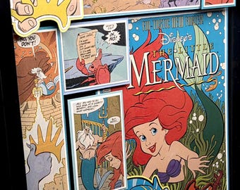 The Little Mermaid Comic Book Shadow Box Art: 3D Collectible Wall Decor