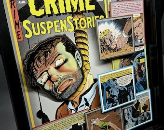 Crime Suspense Stories Comic Book Shadow Box Art: 3D Vintage Horror Decor
