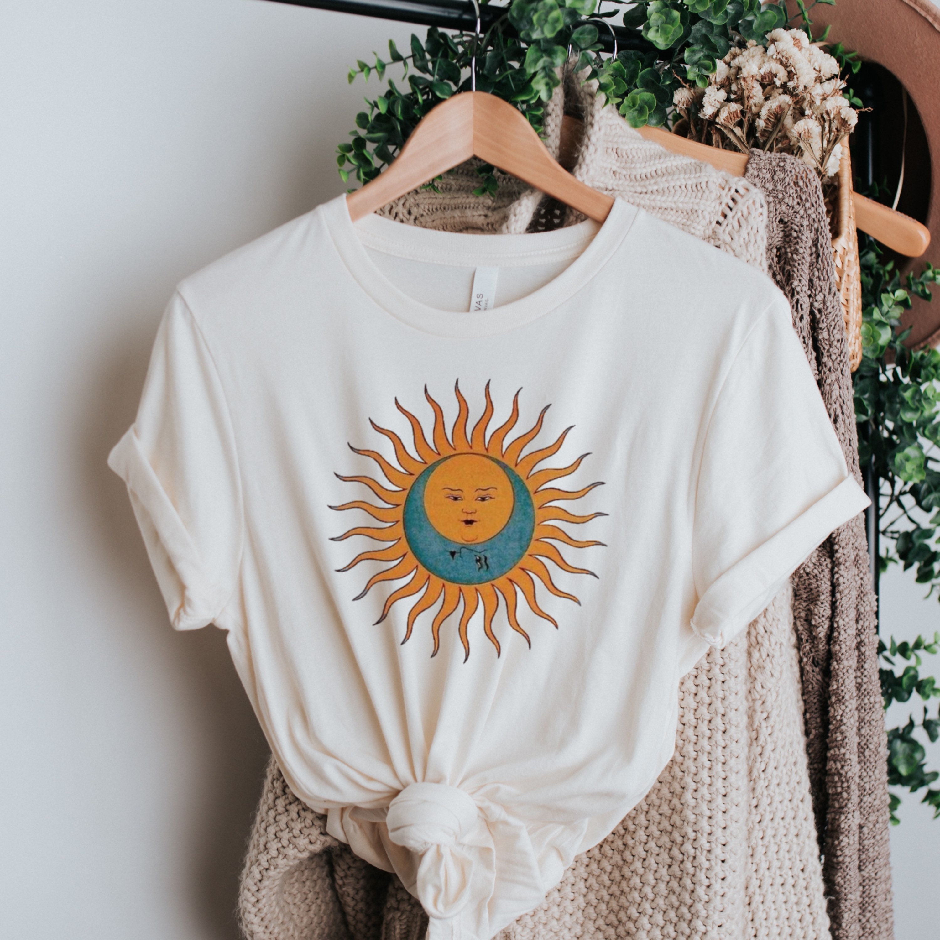 Boho Sun and Moon Shirt Celestial Sun and Moon Shirt Sun | Etsy