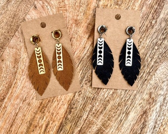 Orecchini in finta pelle scamosciata Moon phase