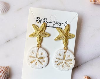 Polymer Clay Starfish & Sanddollar Earrings