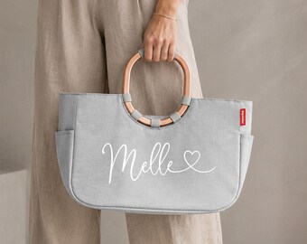 Bolsa de compras personalizada con nombre y diseño de corazón | Idea de regalo de Reisenthel Loopshopper | Mamá, abuela, Día de la Madre, Navidad, Cumpleaños