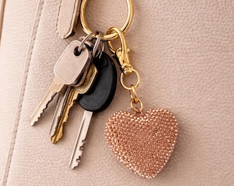 Llavero de corazón grande y dije para bolso de resina 3D con purpurina, colgante de corazón XL, regalo de San Valentín, llavero de corazón con purpurina