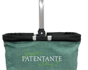 Personalized shopping basket “Godmother with Heart” – Gift for godmother | Lightweight everyday & market basket
