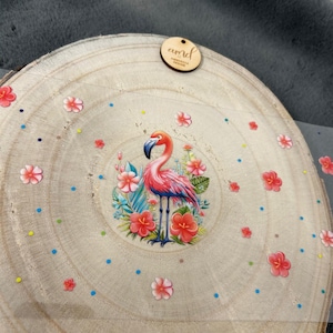Rub on Sticker UV-Aufkleber Flamingo - Blumen Muster erhaben Randlos A5 - z.B. Glas, Holz, Keraflott