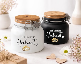 Hucha de boda, regalo para anillos, bote de dinero con tapa de corcho. Un regalo perfecto para los novios, obsequio de boda, alcancía para bodas.