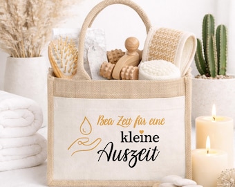 Personalisierte Wellness Geschenkbox „Zeit für eine kleine Auszeit“ – Massage Set mit Name, Selfcare Geschenk für Frauen 7-teiliges Set