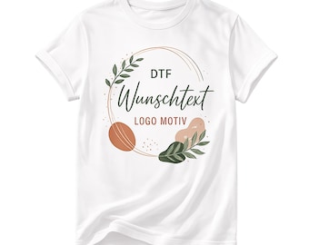Transferencia DTF personalizable con tu propio diseño o logotipo de empresa: transferencia termoadhesiva para camisetas, bolsos, ropa de trabajo, formatos DIN.