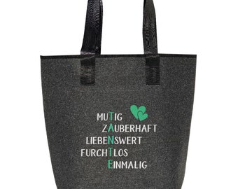 Filztasche Shopper bestickt "Tante Zauberhaft" Geschwister Geschenk - Einkaufstasche | Hochwertig | 44x26cm