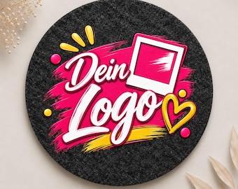 Personalized felt coasters with logo | Promotional items for restaurants, companies & events | Round business giveaway