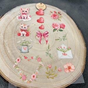Rub on Sticker UV-Aufkleber Katzenfreunde - Blumen Muster erhaben Randlos A5 - z.B. Glas, Holz, Keraflott