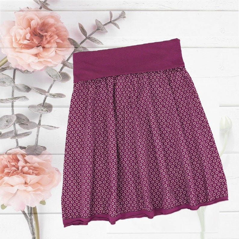 Balloon skirt women knee length Motif: daisies Waistband stretchable 60-110 cm size 36-42 Various colors also suitable as a maternity skirt image 2