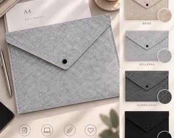 Personalized felt folder DIN A4 with logo | Document folder business gift | Promotional gift for companies, conferences, applications, and university