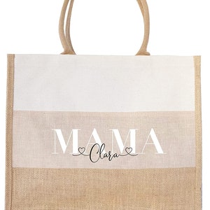 Jute bag personalized MAMA | MOM with name children | Jute shopper large sustainable | Fair climate neutral | Shopping bag size 35x42x15cm