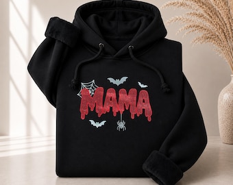 Sudadera Spooky Mama: tu nueva sudadera favorita para Halloween y para el día a día con los niños. Bordado de alta calidad con efecto brillante.