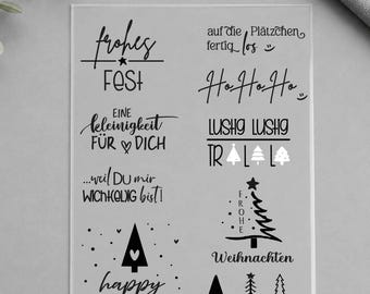 UV DTF Rub-On Christmas Stickers – Cookies, Merry Christmas, Happy Xmas, Christmas Tree – Stickers for Cookie Jars & Secret Santa Gifts A5