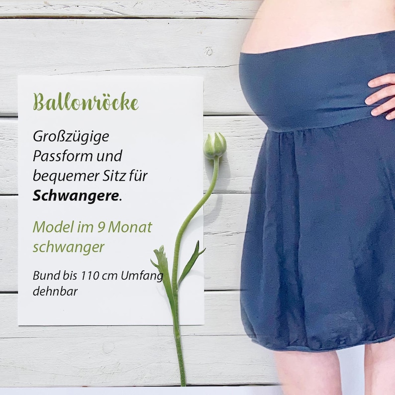 Ballonrock Damen Knielang Motiv: Gänseblümchen Bund dehnbar 60-110cm Größe 36-42 Div. Farben auch geeignet als Umstandsrock Bild 5