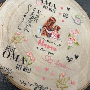 Rub on Sticker UV-Aufkleber Mama Oma ist die Beste - Blumen Muster erhaben Randlos A5 - z.B. Glas, Holz, Keraflott