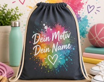 Bolsa de gimnasio personalizada con tu propio logo | Bolsa deportiva infantil con el diseño que elijas | Bolsa para jardín de infancia, regalo de vuelta al cole | Bolsa de algodón estampada