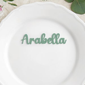 Sage Green Place Names Made From Acrylic | Sage Green Wedding Place Cards