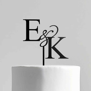 Wedding Cake Topper | Personlised Acrylic First Name Decoration | Bride and Groom | Mr & Mrs Couple Surname Customised Initials | Black Gold