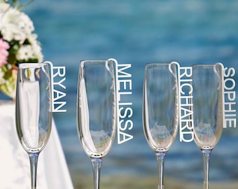 Personalised Wine Glass Name Tags – Acrylic Wedding Place Cards, Custom Glass Charms for Guests, Table Name Settings
