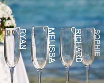 Personalised Wine Glass Name Tags – Acrylic Wedding Place Cards, Custom Glass Charms for Guests, Table Name Settings