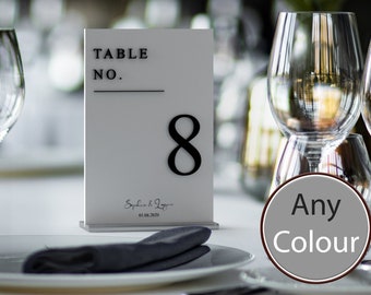 Wedding Table Number | White Acrylic Table Number | 3D Table Numbers | Personalised Table Numbers with Names and Dates