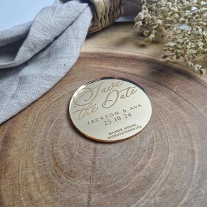 Save the Date Magnet Fridge Reminder Mirrored Acrylic Round Circle ...