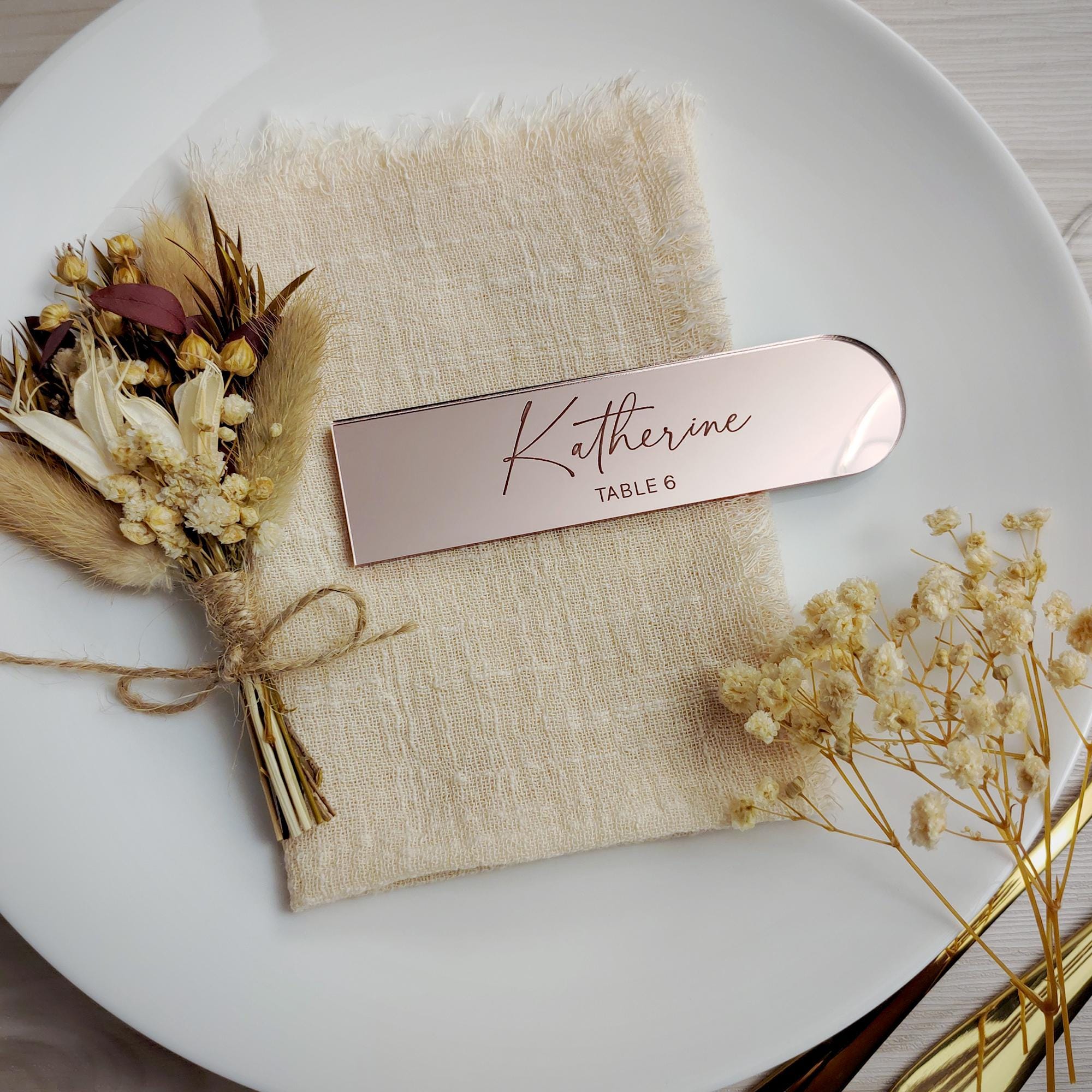 Personalised Rose Gold Place Cards • Wedding Table Name Tags • Modern Personalised Rose Gold Place Cards • Wedding Table Name Tags • Modern