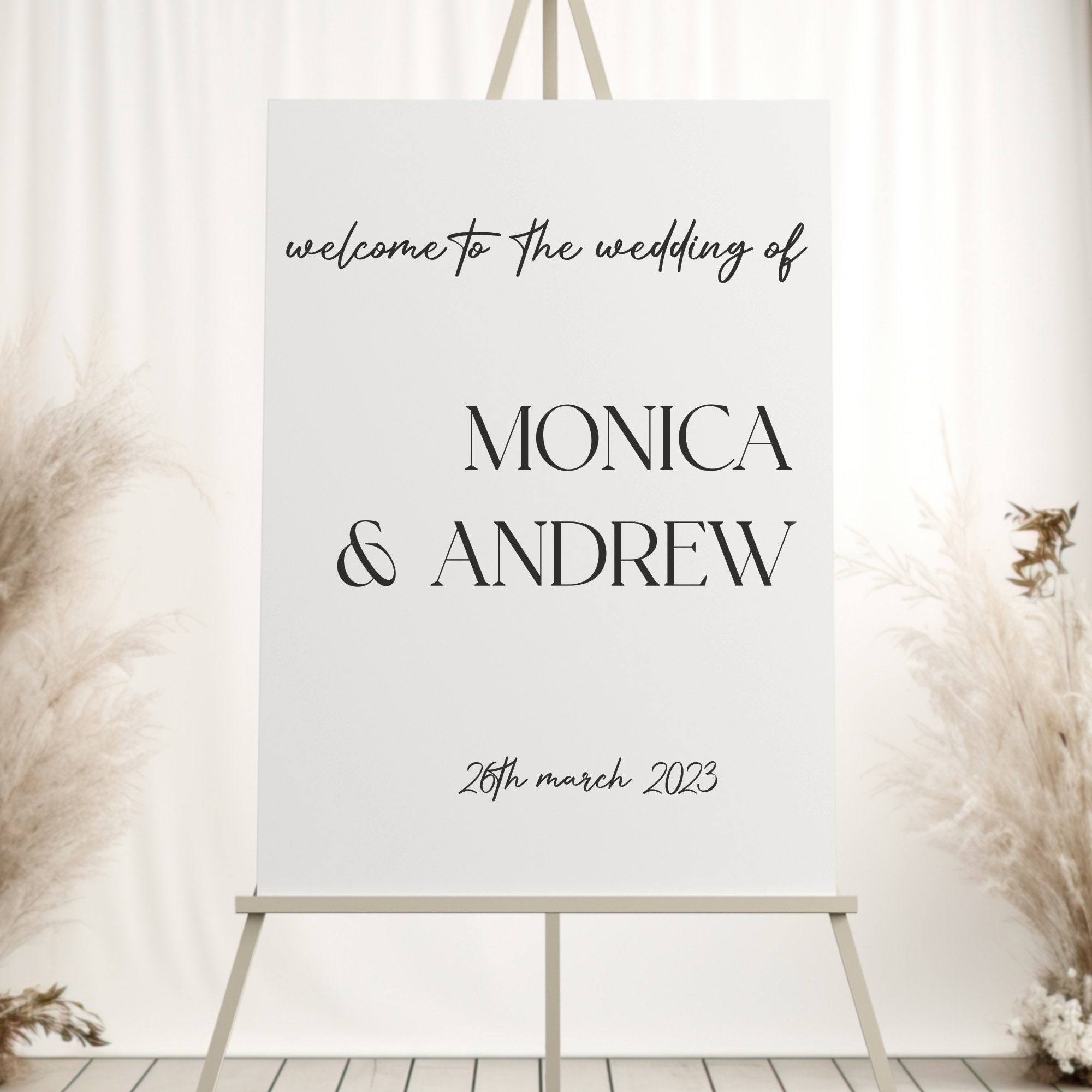 Personalised Wedding Welcome Sign Available in A1, A2 & A3 Sizes - 5mm Thick Acrylic Choice Of Colours