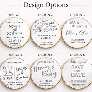 Save the Date Fridge Magnet, Gold Mirror Acrylic Wedding Announcement, Personalised Names & Date image 5
