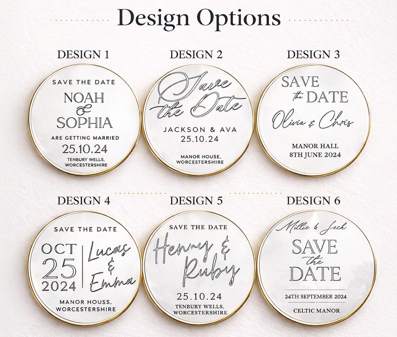 Save the Date Fridge Magnet, Gold Mirror Acrylic Wedding Announcement, Personalised Names & Date image 5