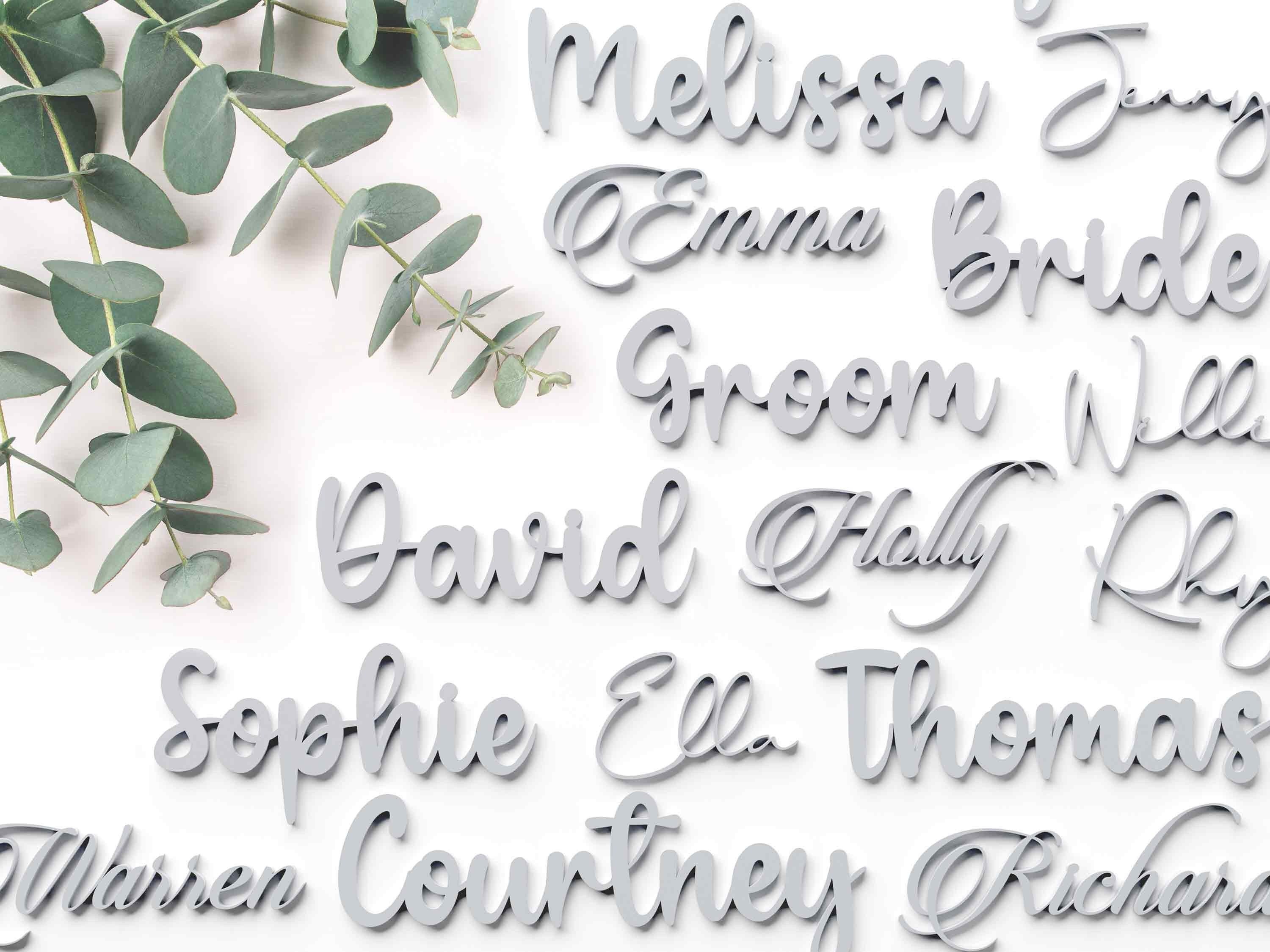 Grey Wedding Place Names Made From Acrylic. Custom Cards. Tags