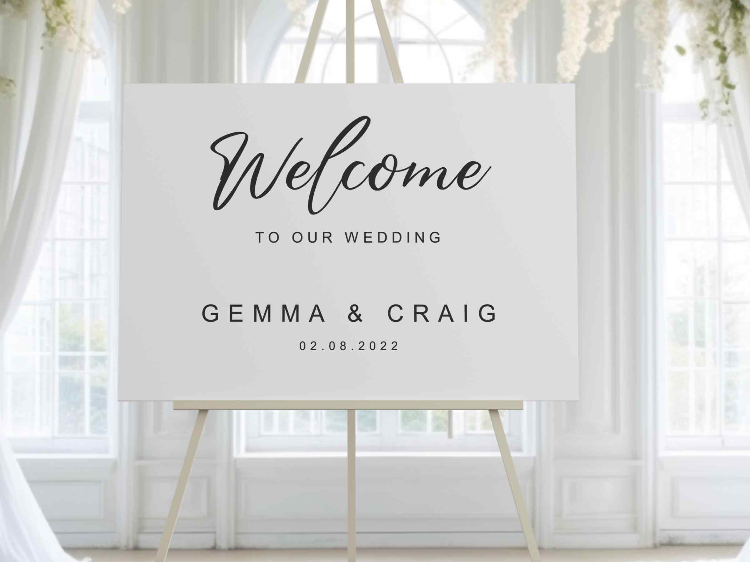 Personalised Wedding Welcome Sign - 5mm Thick Acrylic Choice Of Colours