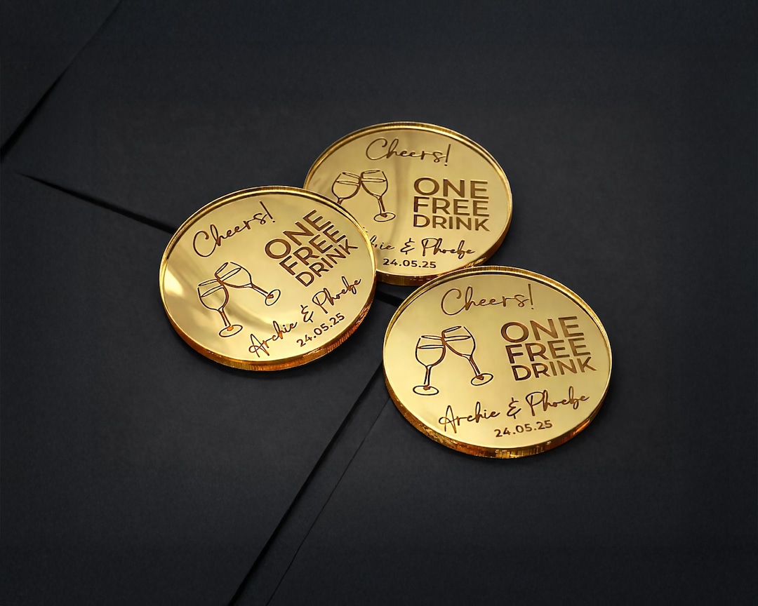 Free Drink Wedding Favour Token for Guests Custom Personalised Bespoke ...