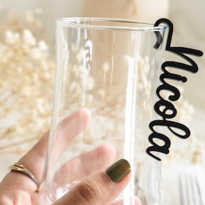 Acrylic Wine Glass Tags - Custom Name Place Cards - Wedding Table Decor - Hen Party Charms - Personalised Glass Markers