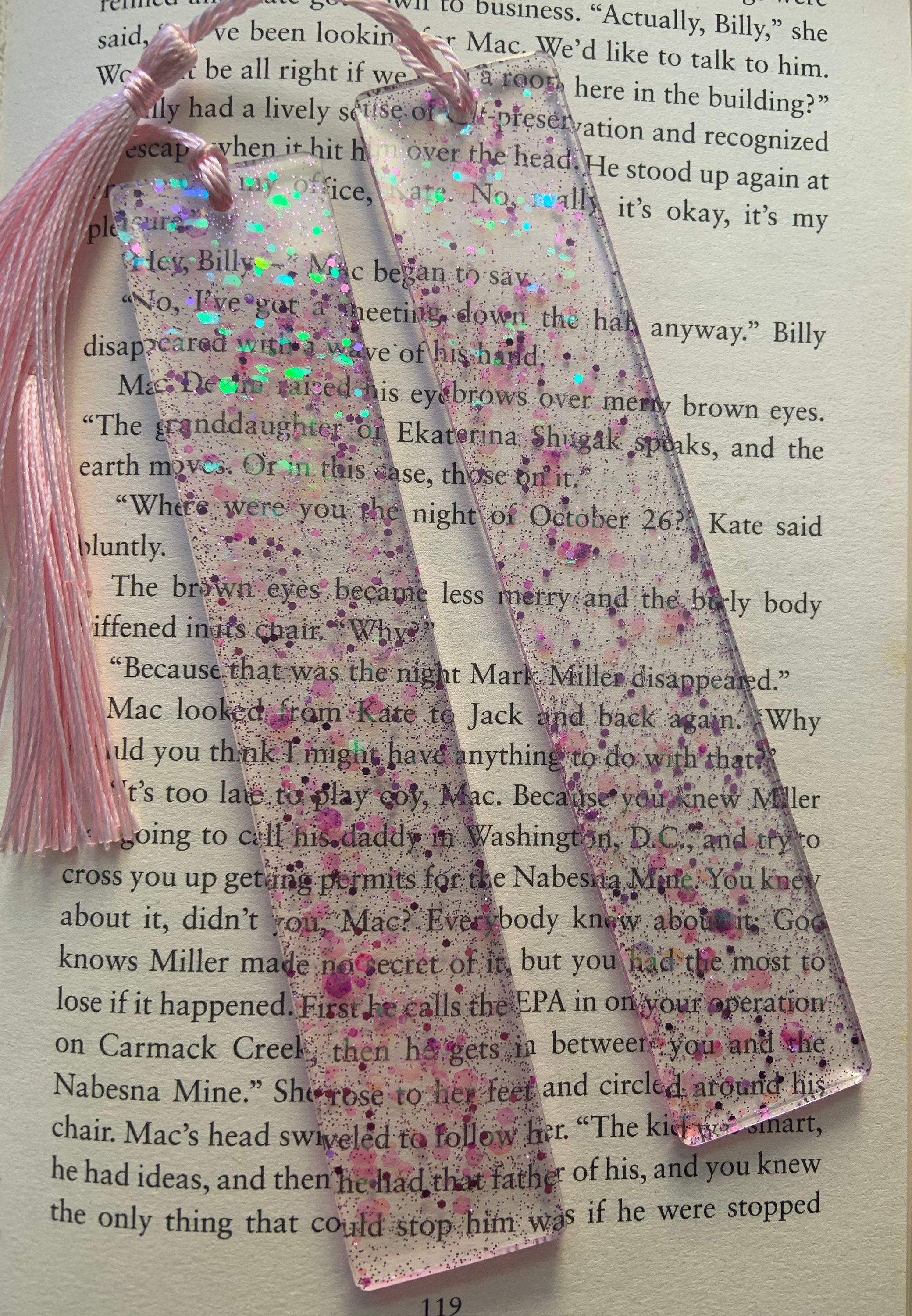 Pink glittery bookmark with baby pink tassel x1 Etsy