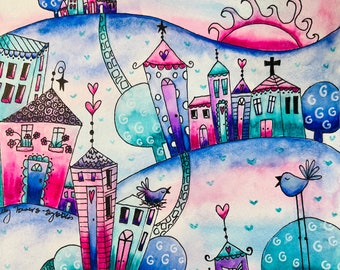 Online les: Blue Ville Whimsical Village (vooraf opgenomen)