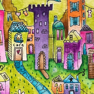 Cours en ligne : peinture au marqueur de village fantaisiste (préenregistré)