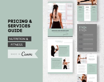 Proposta do Cliente Nutrição e Fitness | Guia de Serviços e Preços | Modelo de e-book do Canva | Modelo de preços de condicionamento físico