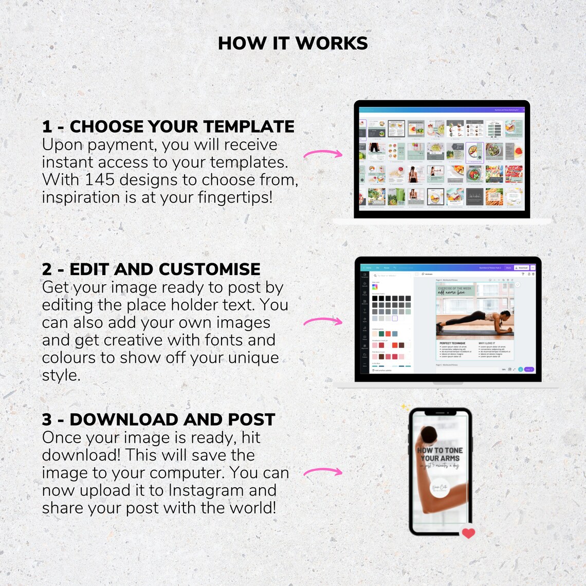 145x Nutrition & Fitness Instagram Templates and Post Prompts Etsy