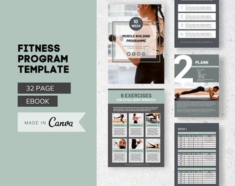 Fitness Program Template | Fitness Ebook Template | Canva Ebook Template