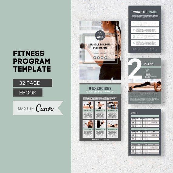 Fitness Program Template Fitness Ebook Template Canva Etsy
