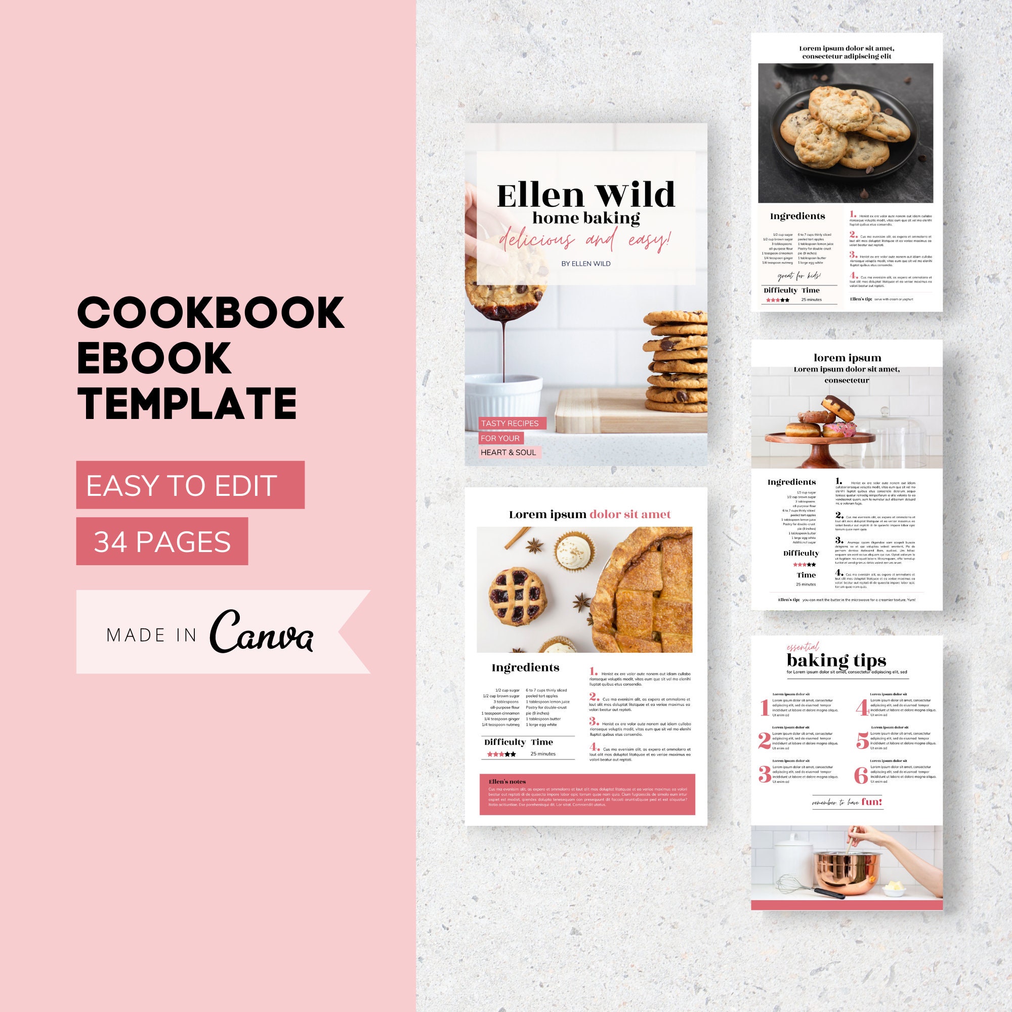 cookbook-template-recipe-ebook-template-blank-cookbook-family-cookbook-template-cookbook-pages-etsy
