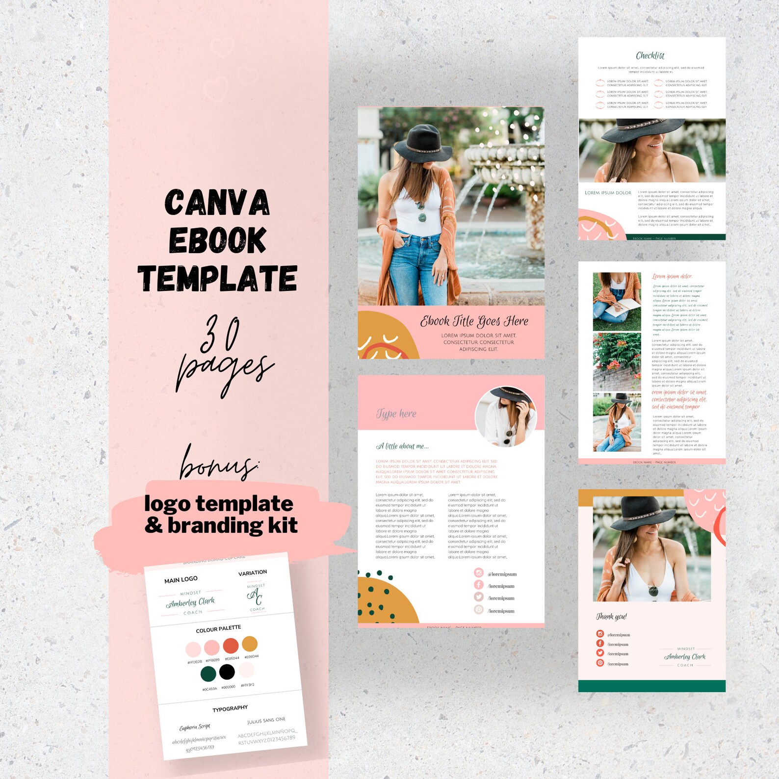 Ebook Template 30 Page Designs Colourful Bright Template Kit Coach