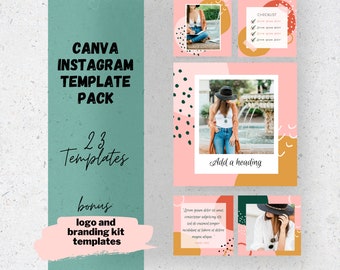 Buntes Canva Instagram Template Bundle | Instagram Marketing Paket | Bunte Social Media Templates | Coach Template Kit