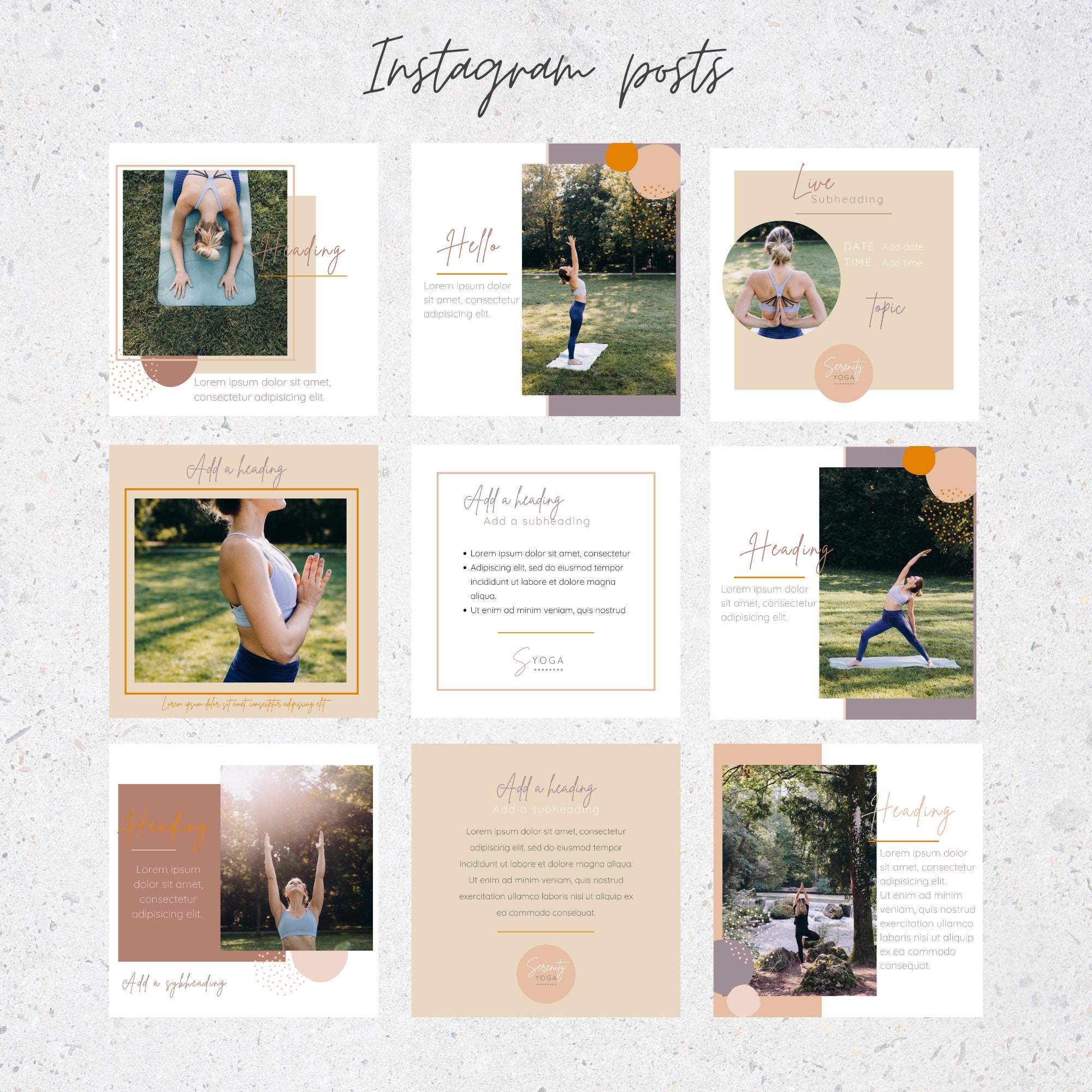 Yoga Canva Instagram Template Pack Yoga Instagram Marketing | Etsy