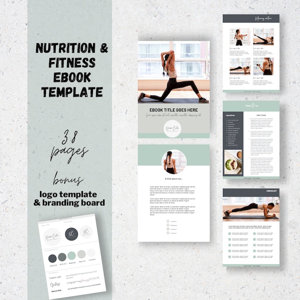 Modèle d'ebook sur la nutrition et la forme physique | 38 pages | Livre électronique sur la nutrition | Ebook d'entraîneur personnel | Modèle de marque pour la nutrition et la forme physique